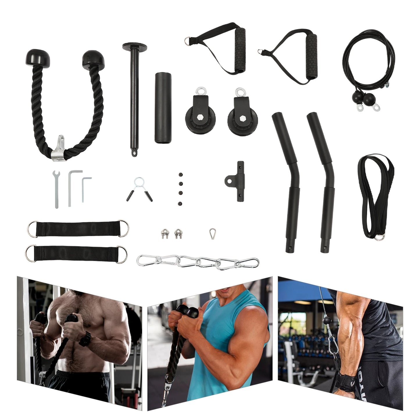 Pulley System Gym Cable Weight Lat Pull Fitness 120kg Capacity