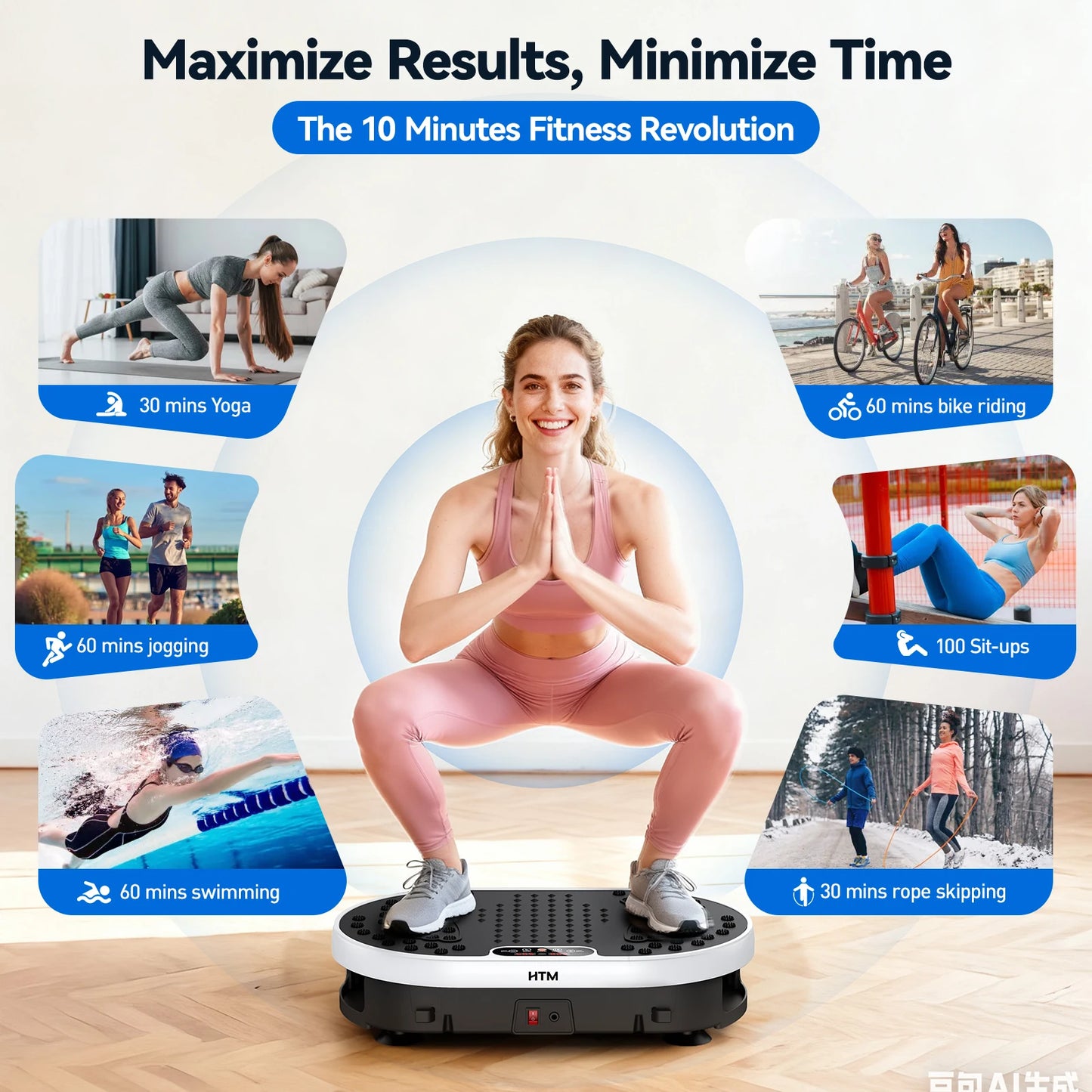 HTMM Vibration Plate High Frequency Fitness Platform With 9 Programs
