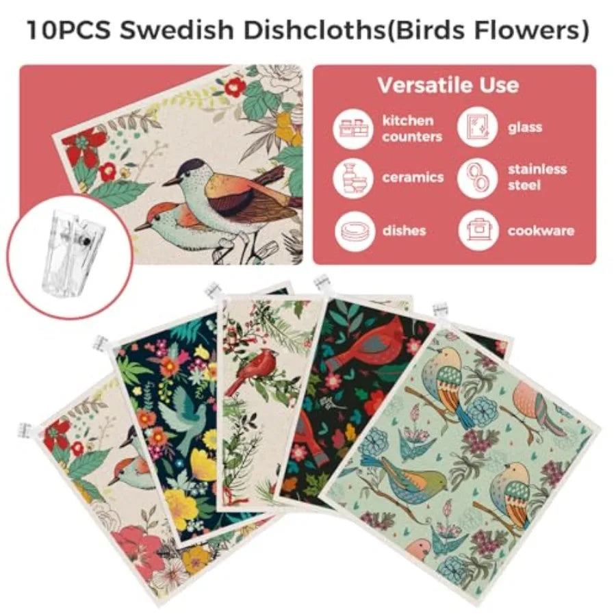 Swedish Dishcloths for Kitchen Reusable Dish Rags Set