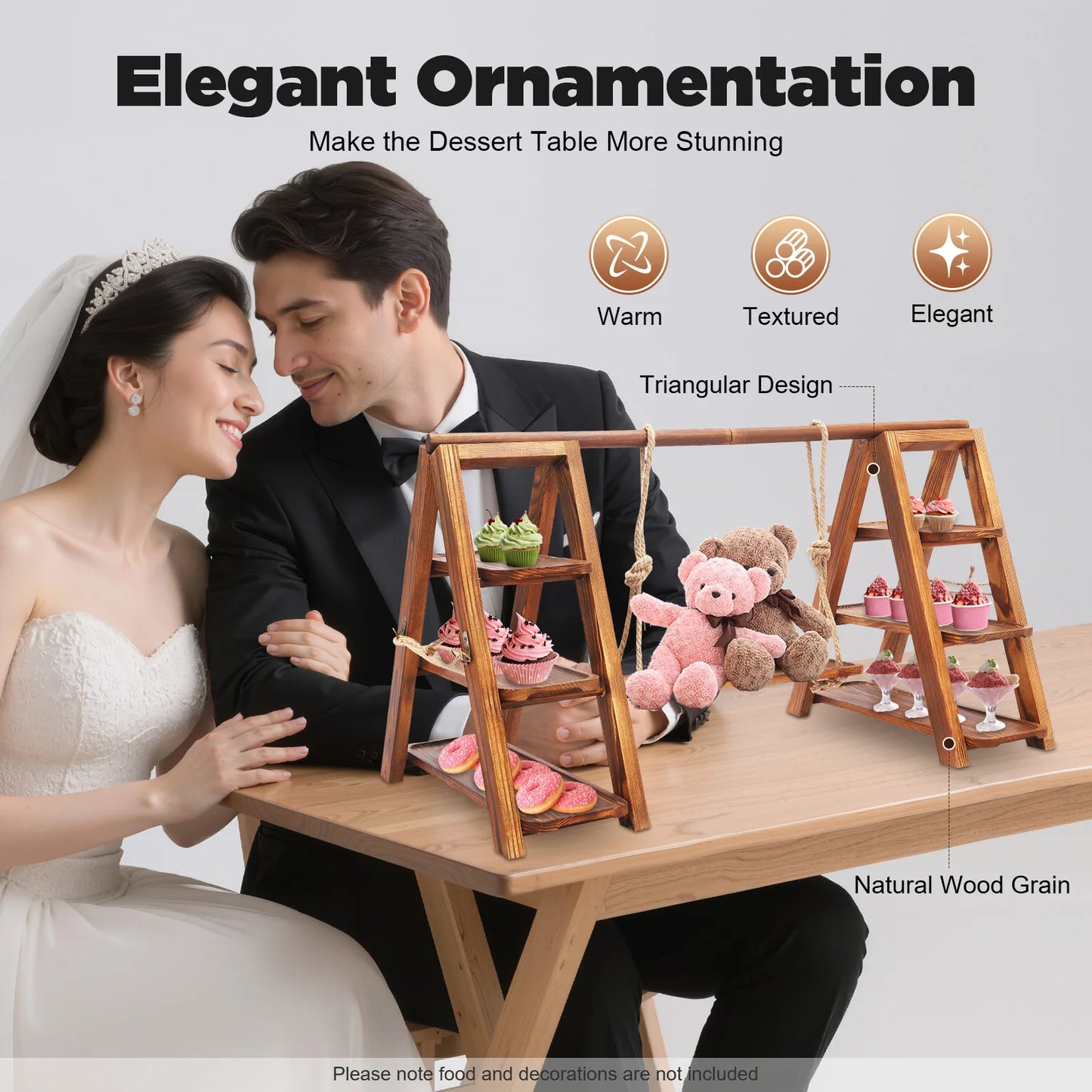 Bymaocar 3 Tier Solid Wood Dessert Stand Cupcake Display Rack
