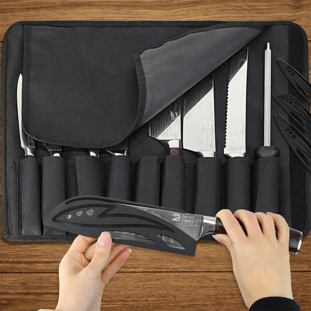 MDHAND 8-Piece Kitchen Knife Set Stainless Steel With Nylon Bag
