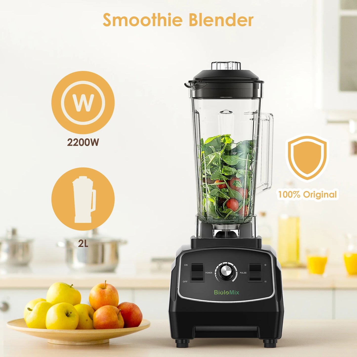 Biolomix 3HP 2200W BPA Free Heavy Duty Blender Mixer Juicer
