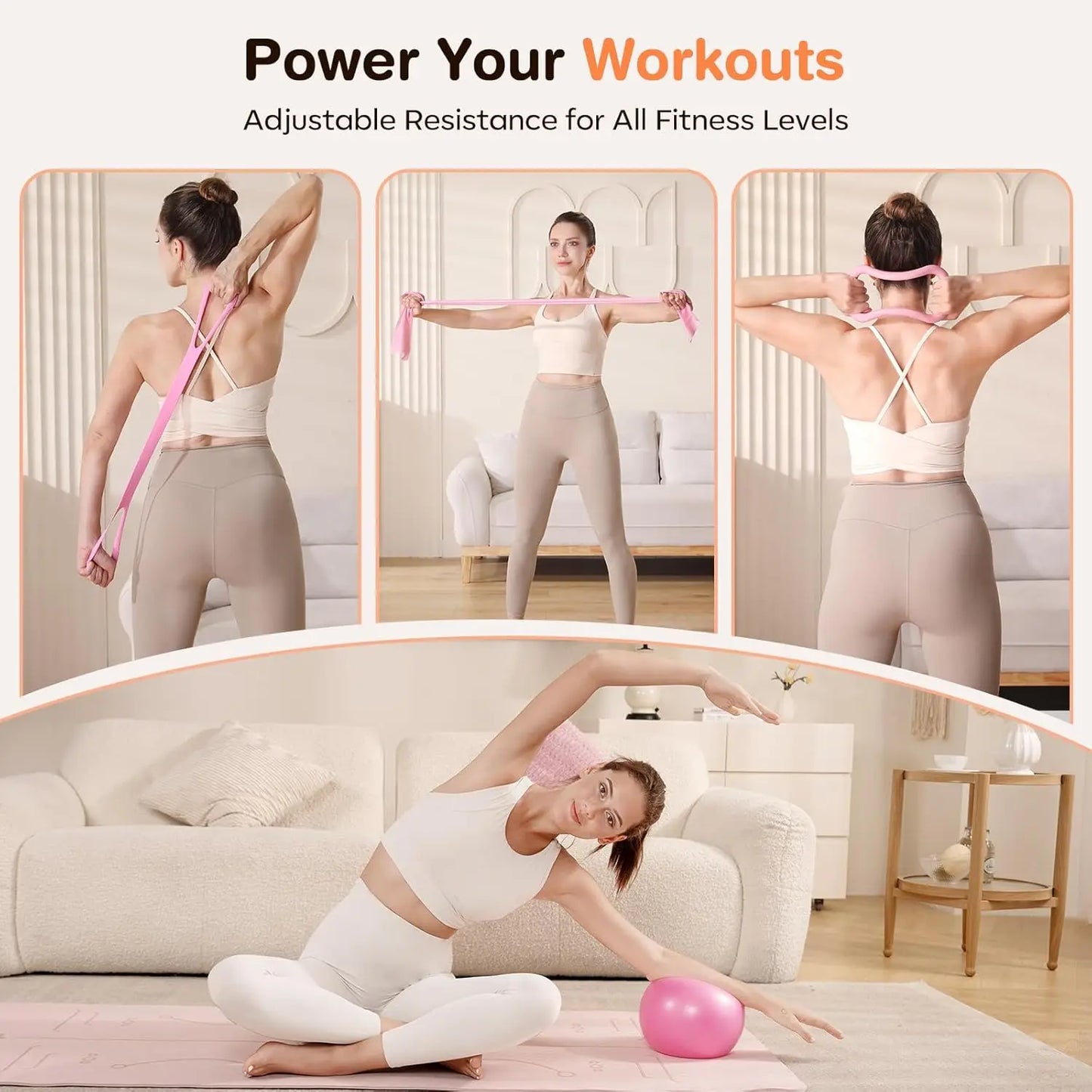 Home Pilates Kit for Women with Ring Ball and Bands