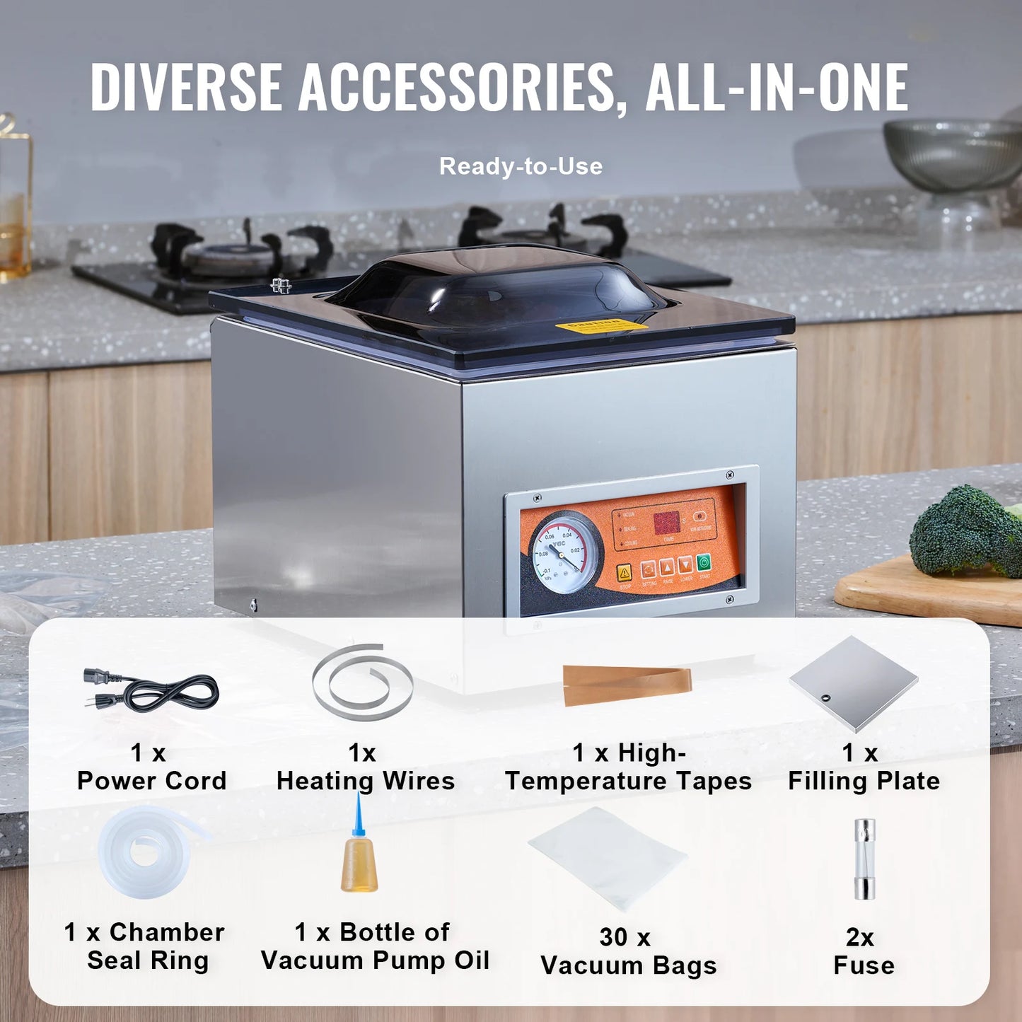 Succebuy DZ-260S Chamber Vacuum Sealer 260W For Wet Foods Meats