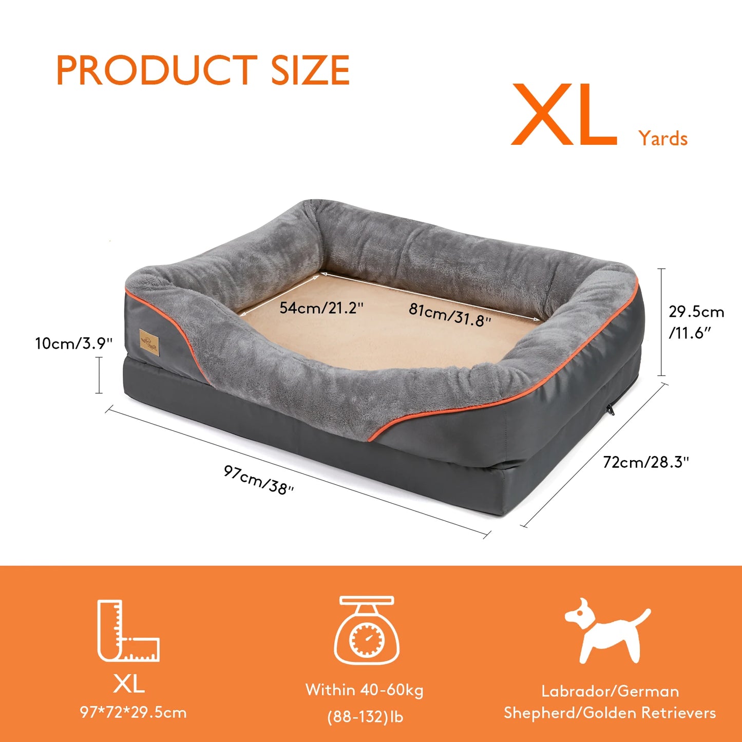 BINGOPAW Orthopedic Memory Foam Dog Bed Bolstered Couch Waterproof
