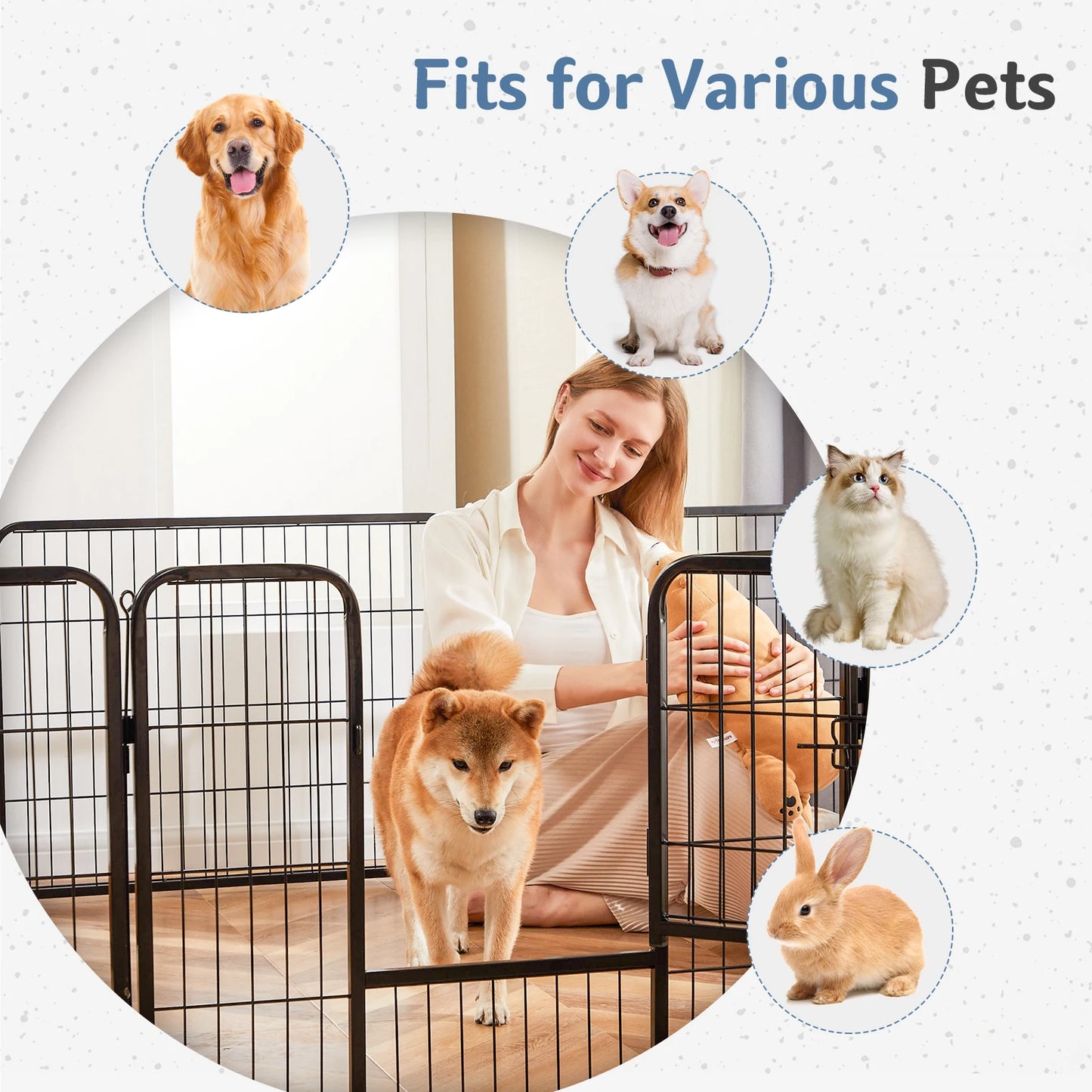 JHK Foldable Dog Playpen Fence For Yard Outdoor Use
