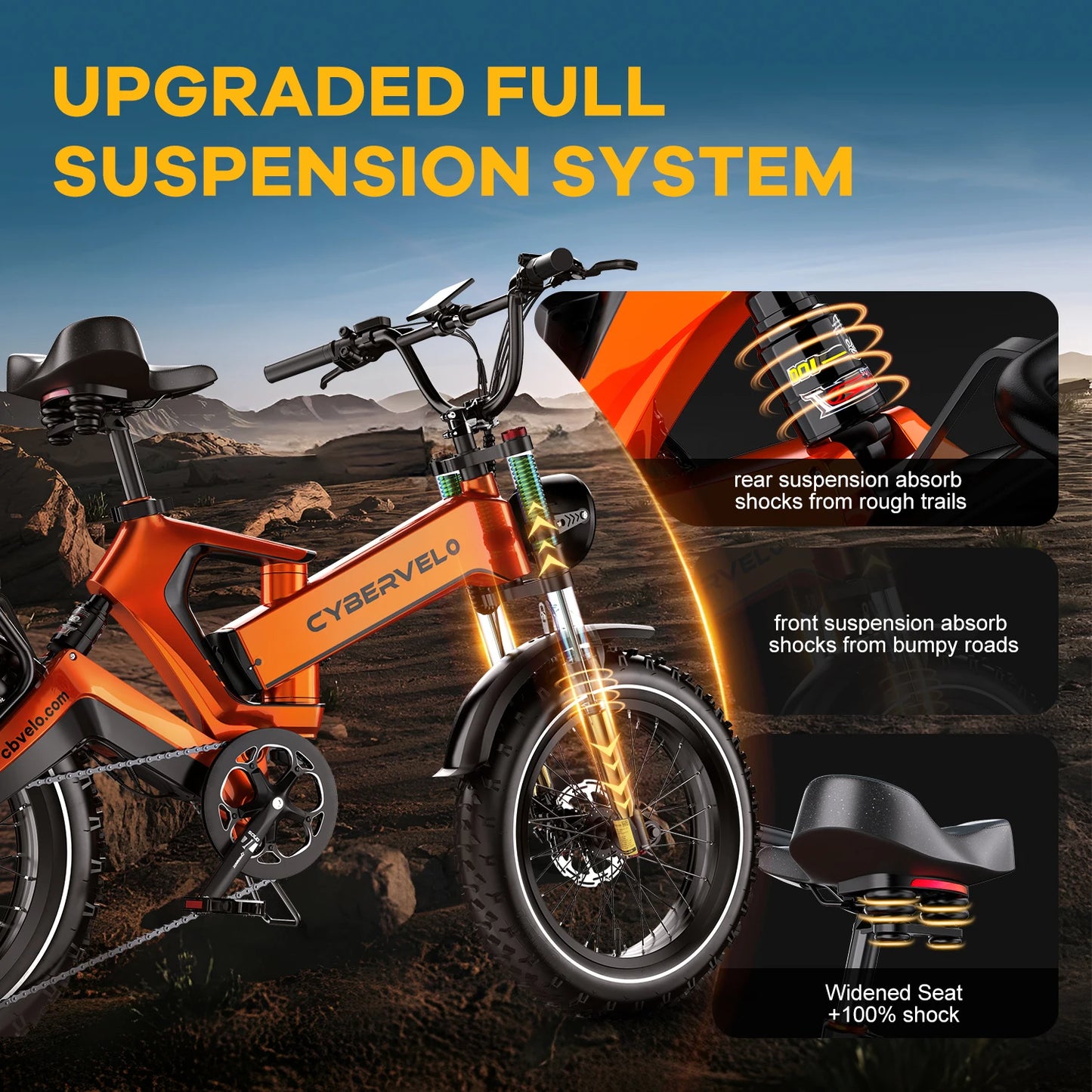 CYBERVELO Fat Tire 2000W Foldable E Bike Removable 48V EK6
