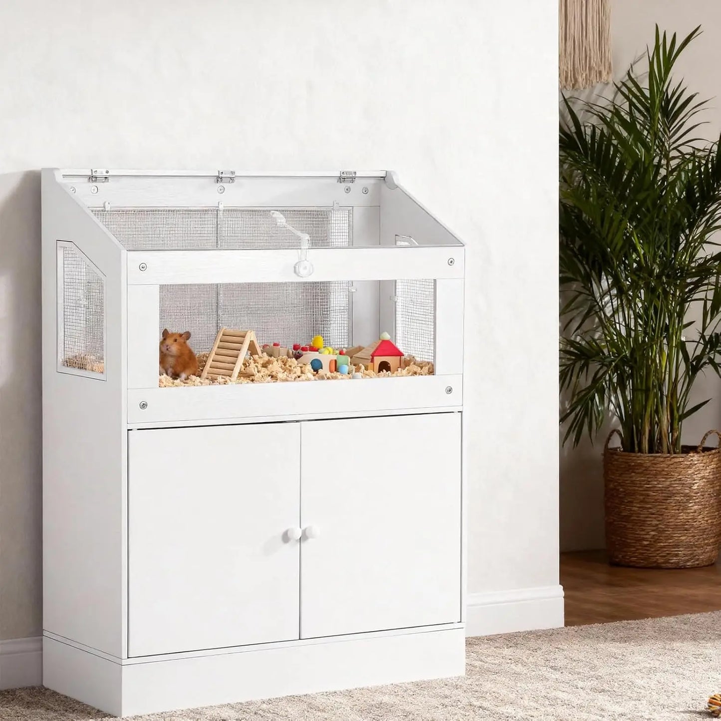 HiMISS Acrylic Small Animal Cage With Storage Cabinet Hamster Habitat