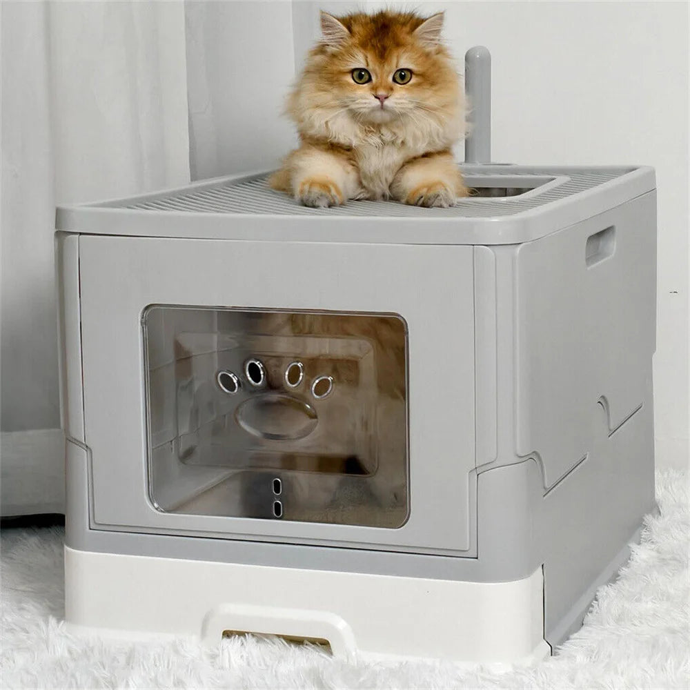 Cat Litter Box Enclosed Splashproof Tray for Kittens and Cats