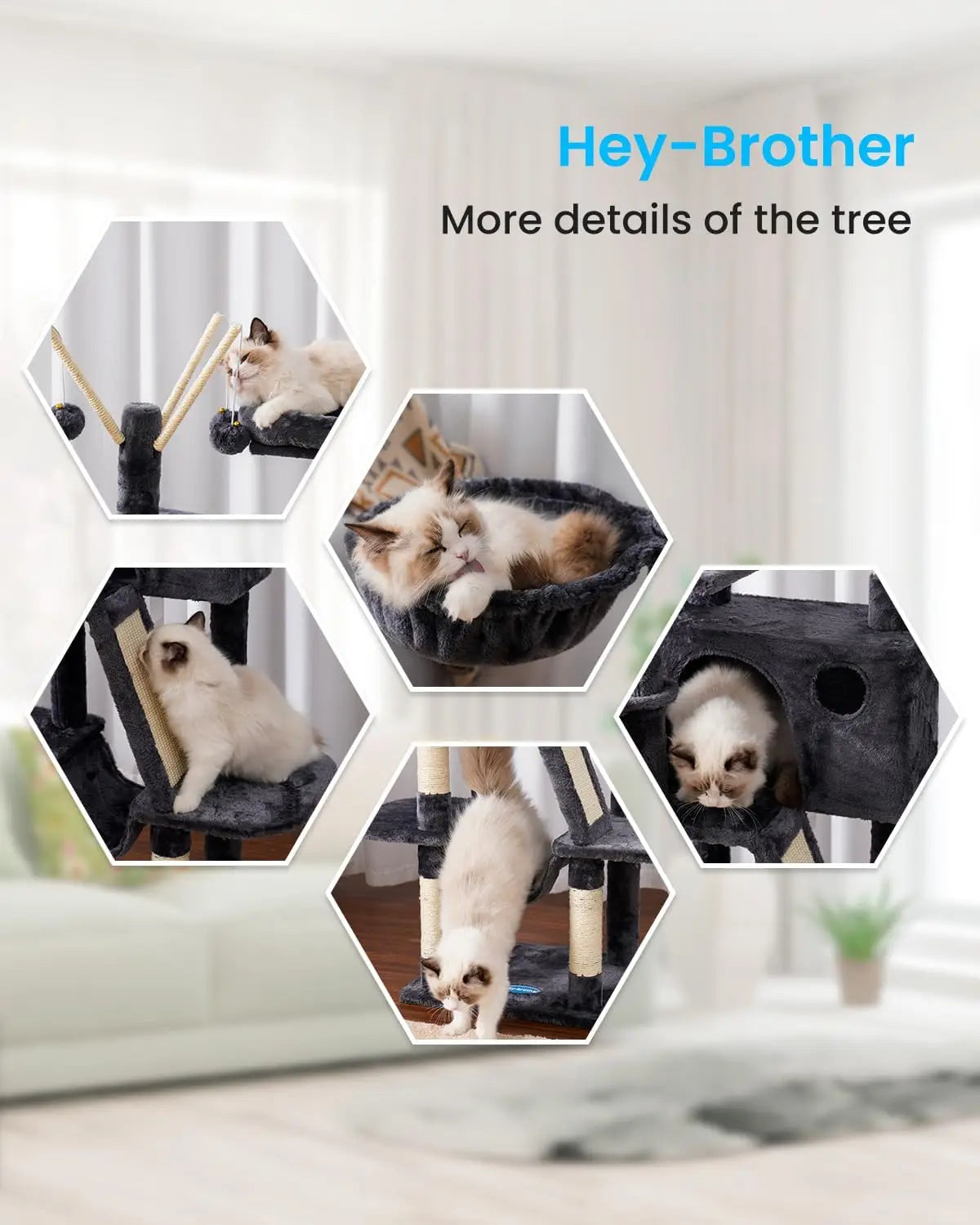 Cat Tower With Padded Bed Cozy Condo Hammocks Scratching Posts