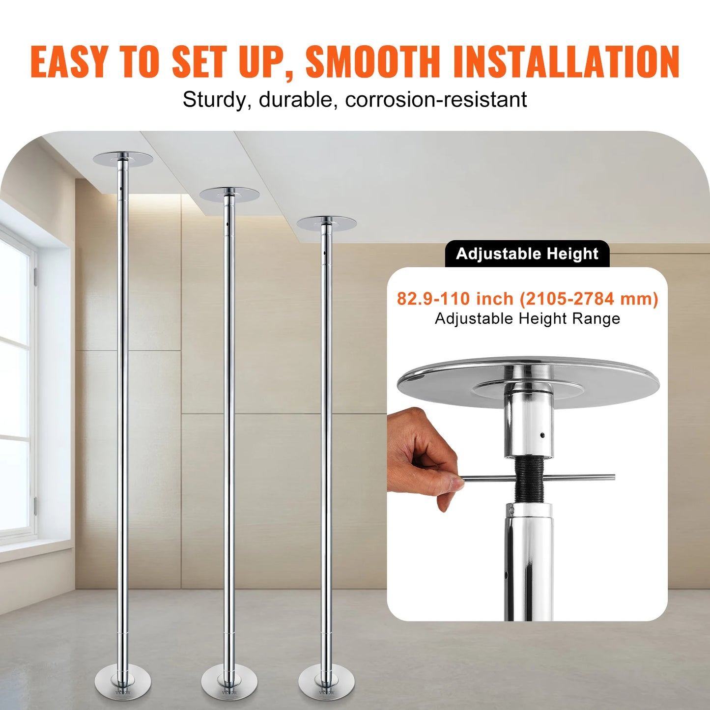 SucceBuy Professional Dancing Pole Kit Spinning Static Portable Stainless Steel