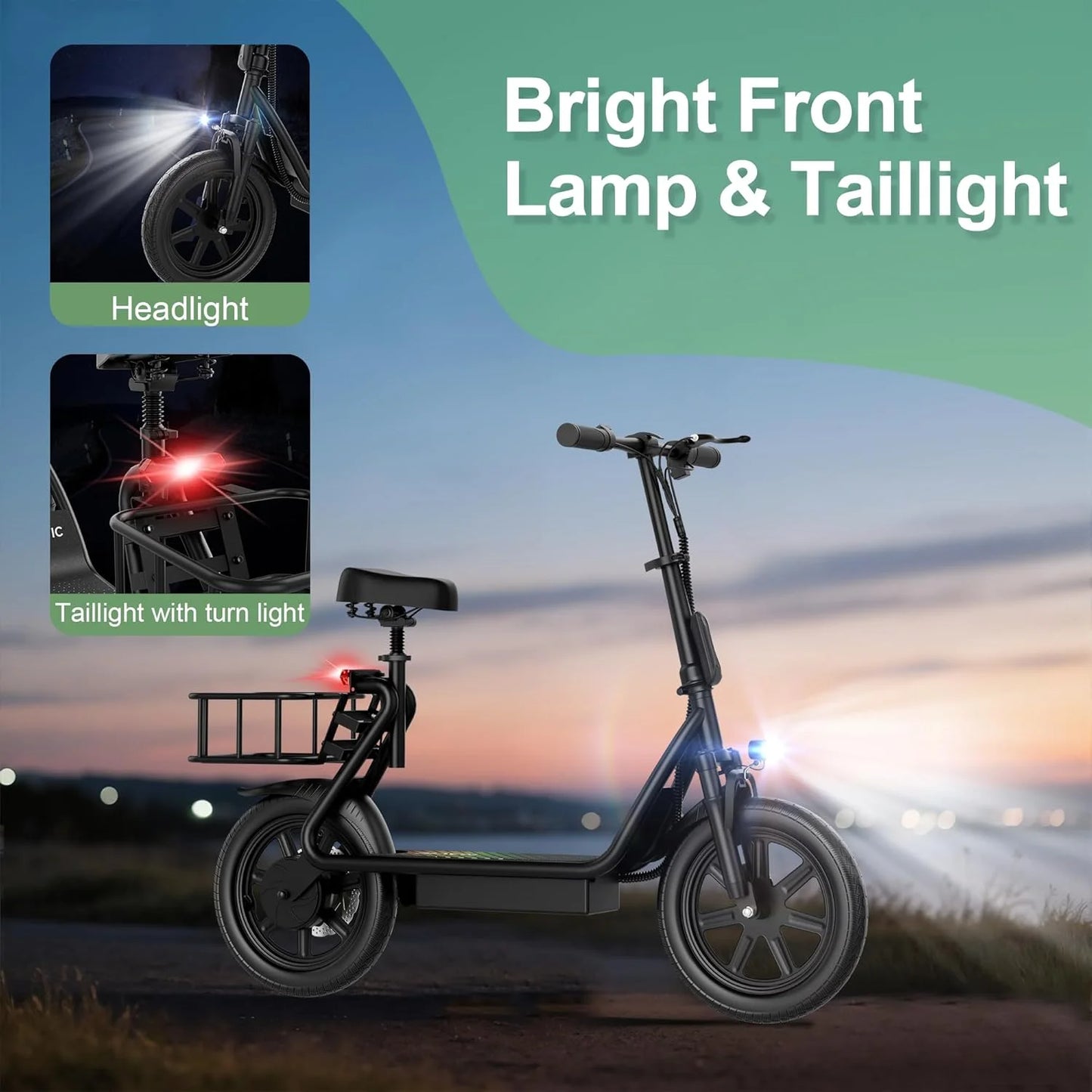 Electric Bicycle With Basket 10 4Ah Battery 28 Miles Range
