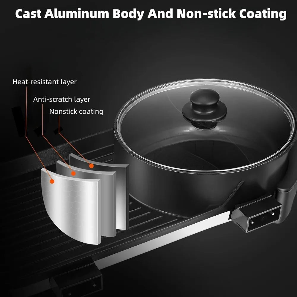 Hot Pot With Grill Electric Indoor Shabu Shabu Combo