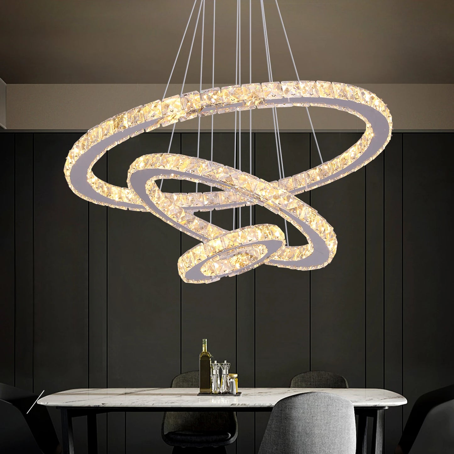 VETRULUS Modern K9 Crystal Pendant Light Led Chandelier