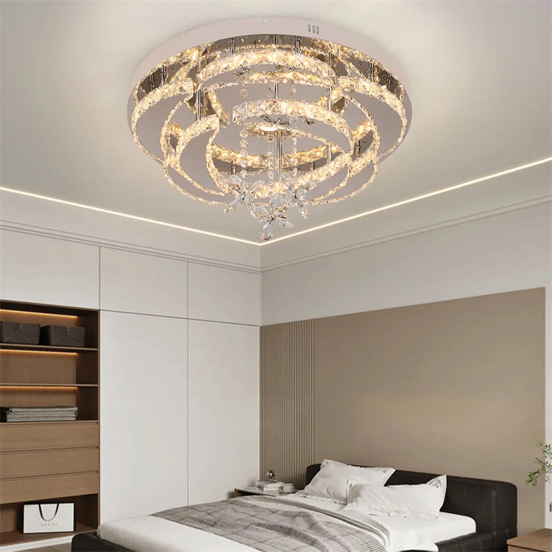 GreeLustr Crystal Led Pendant Chandelier Ceiling Light For Living Room