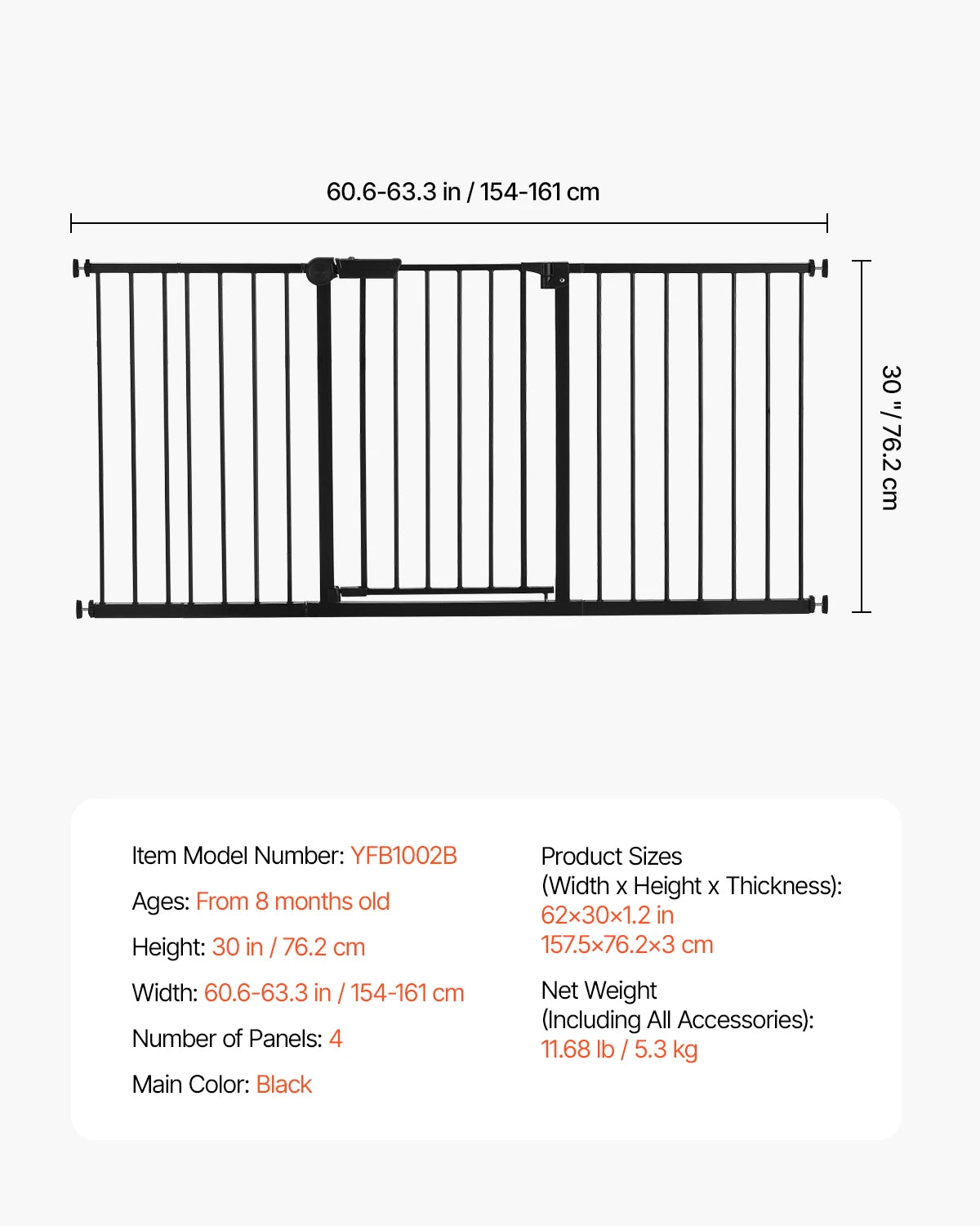 SucceBuy Baby Gate Pressure Mount Walk Through For Home Doorways