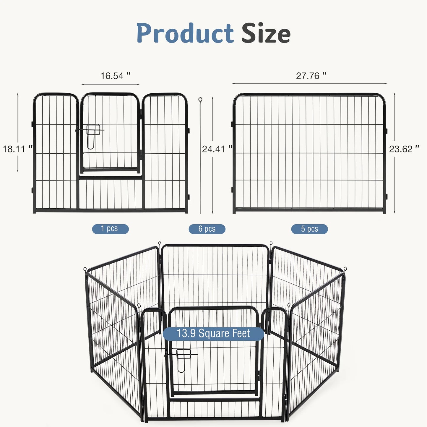 JHK Foldable Metal Dog Playpen Durable Indoor Outdoor