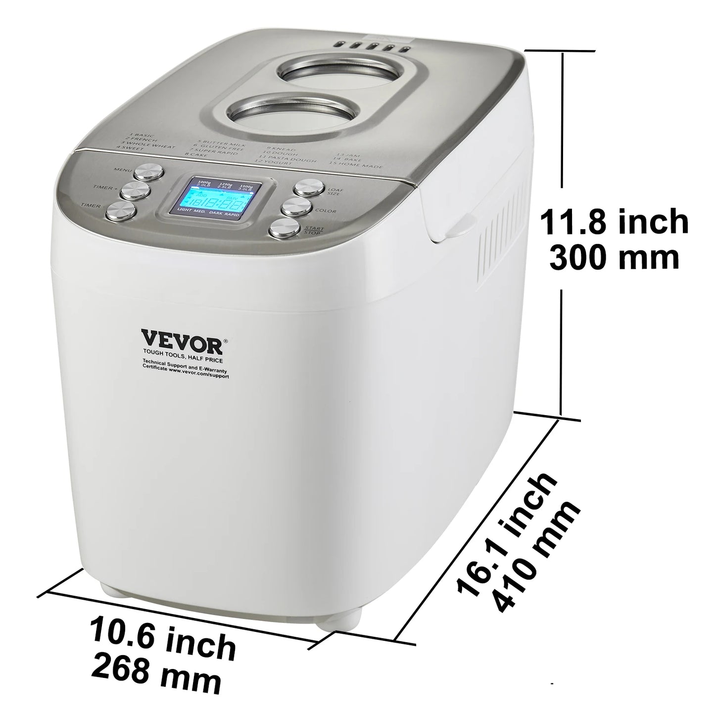 SucceBuy 15-In-1 Bread Maker With Gluten Free Setting Programmable Dough