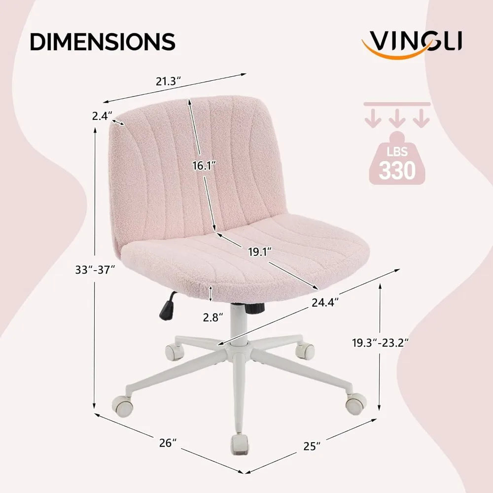 VINGLI Boucle Criss Cross Dual Use Armless Vanity Office Chair