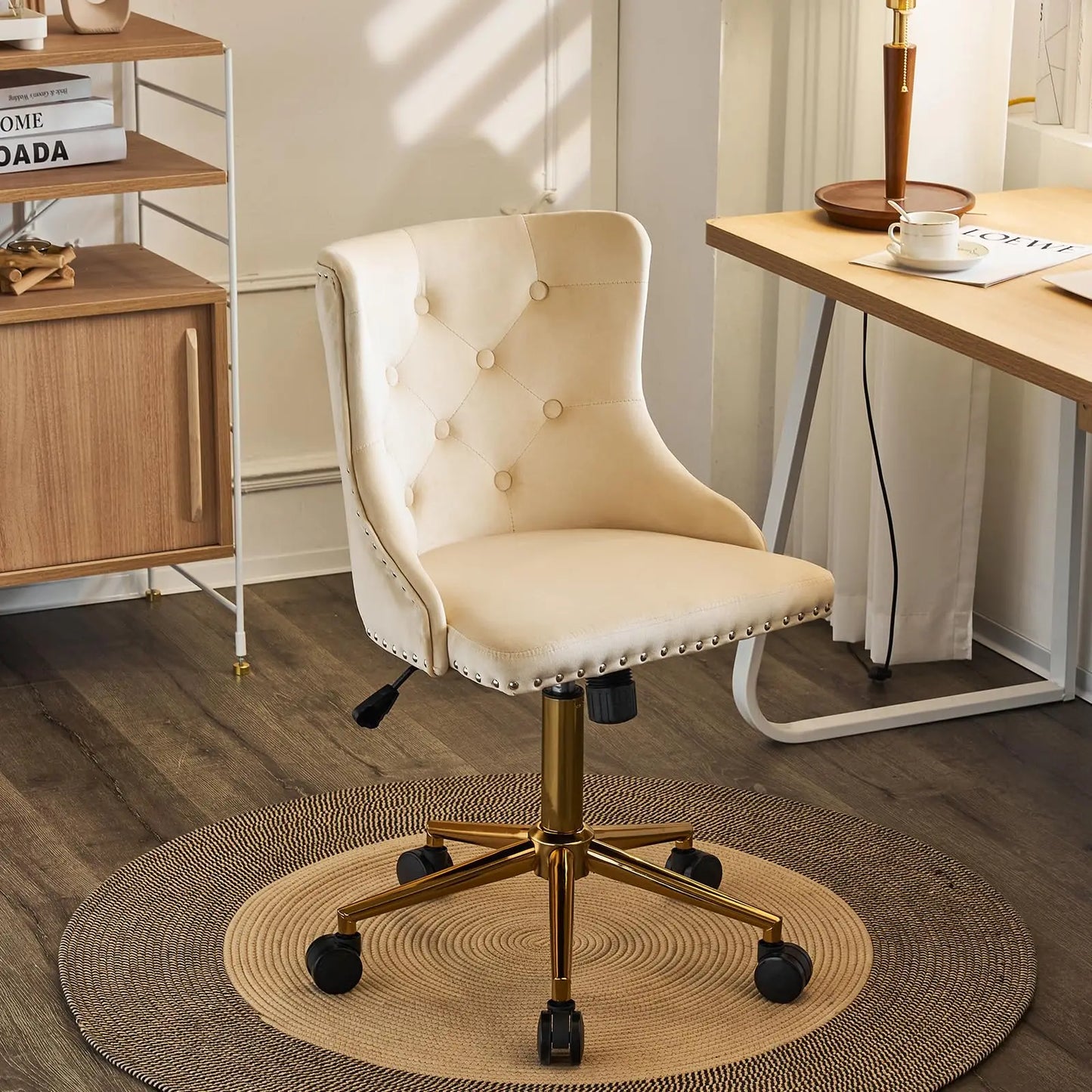 VINGLI Velvet Office Desk Chair Armless Vanity
