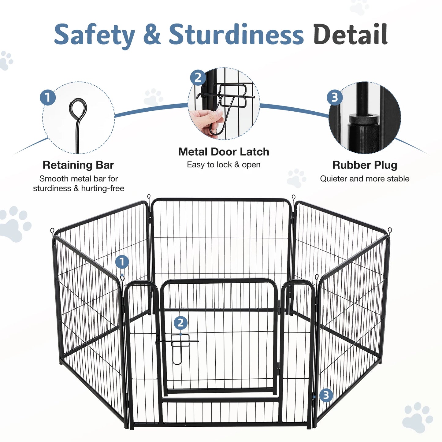 JHK Foldable Metal Dog Playpen Durable Indoor Outdoor
