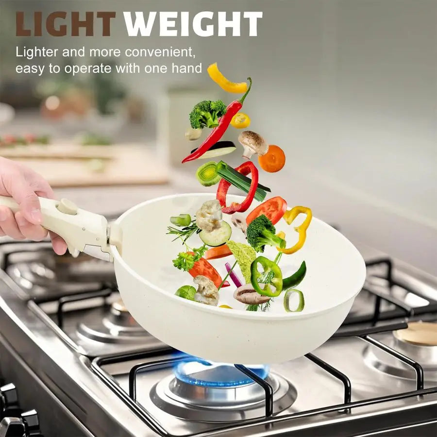 Nonstick Pots And Pans Set With Detachable Handles Stackable Cookware