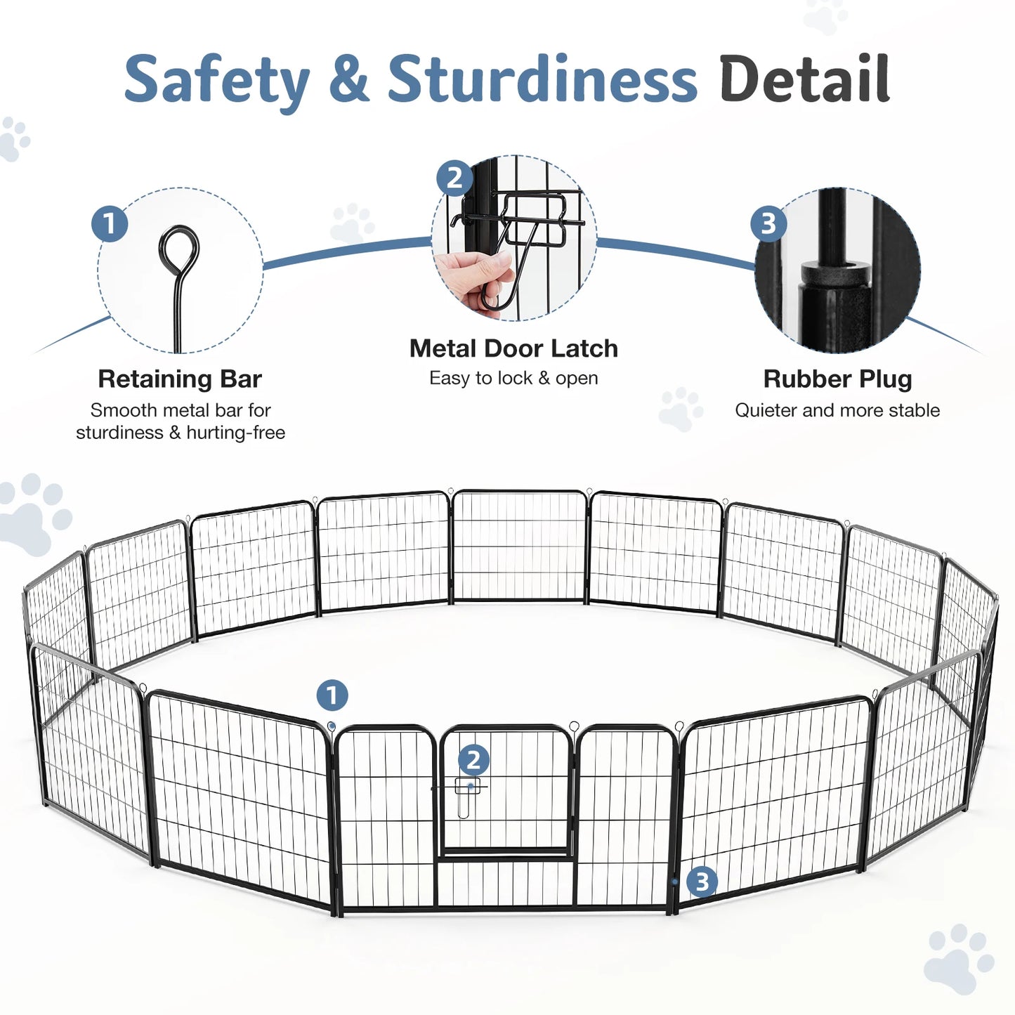 JHK Foldable Dog Playpen Fence For Yard Outdoor Use