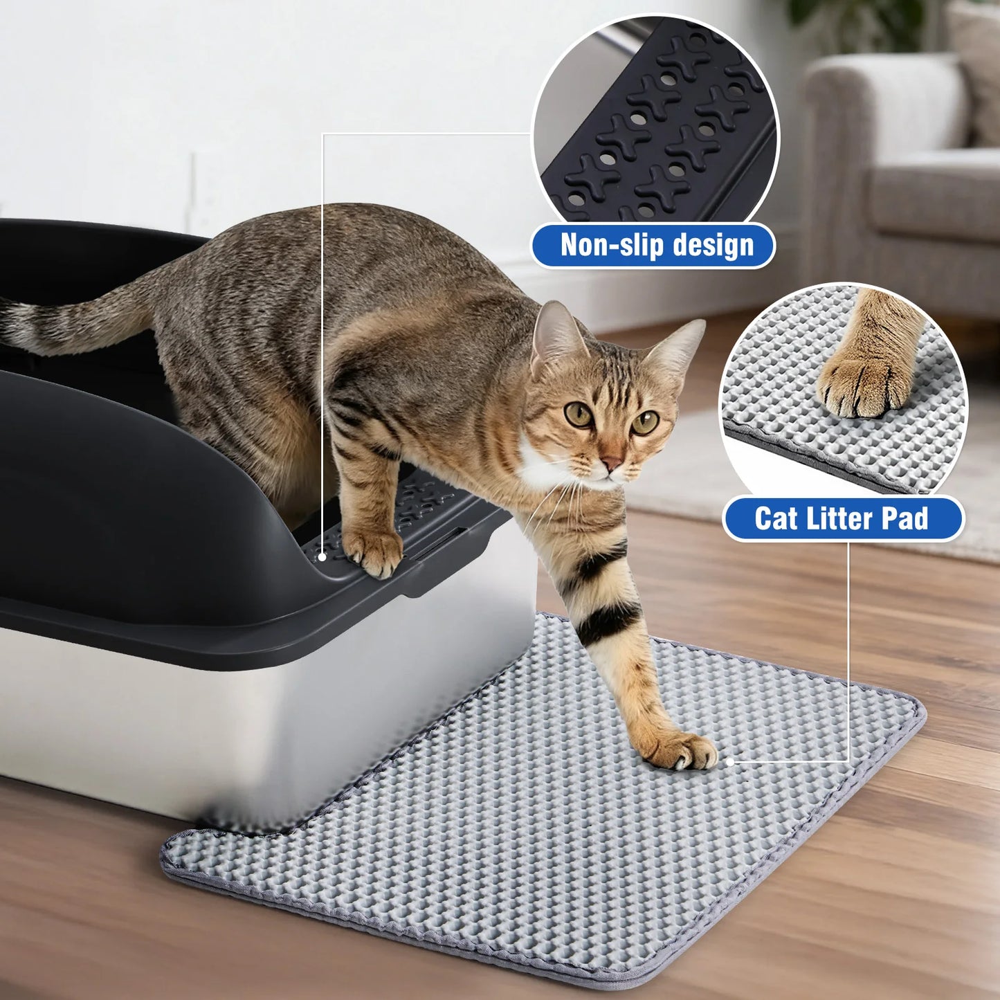 Stainless Steel Cat Litter Box With Lid For Large Cats Scoop And Mat Included