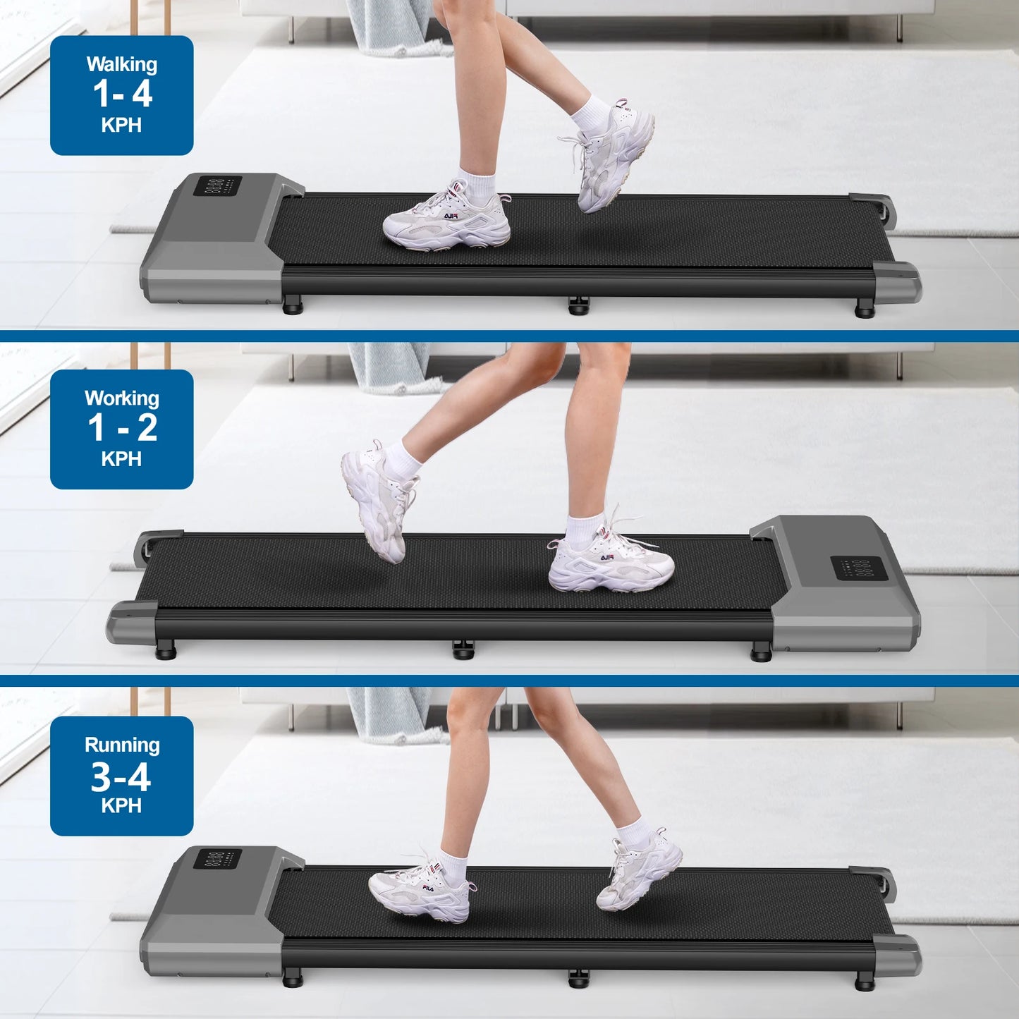 2 In 1 Walking Pad Mini Treadmill Under Desk For Home Office LCD Screen 250 Lbs