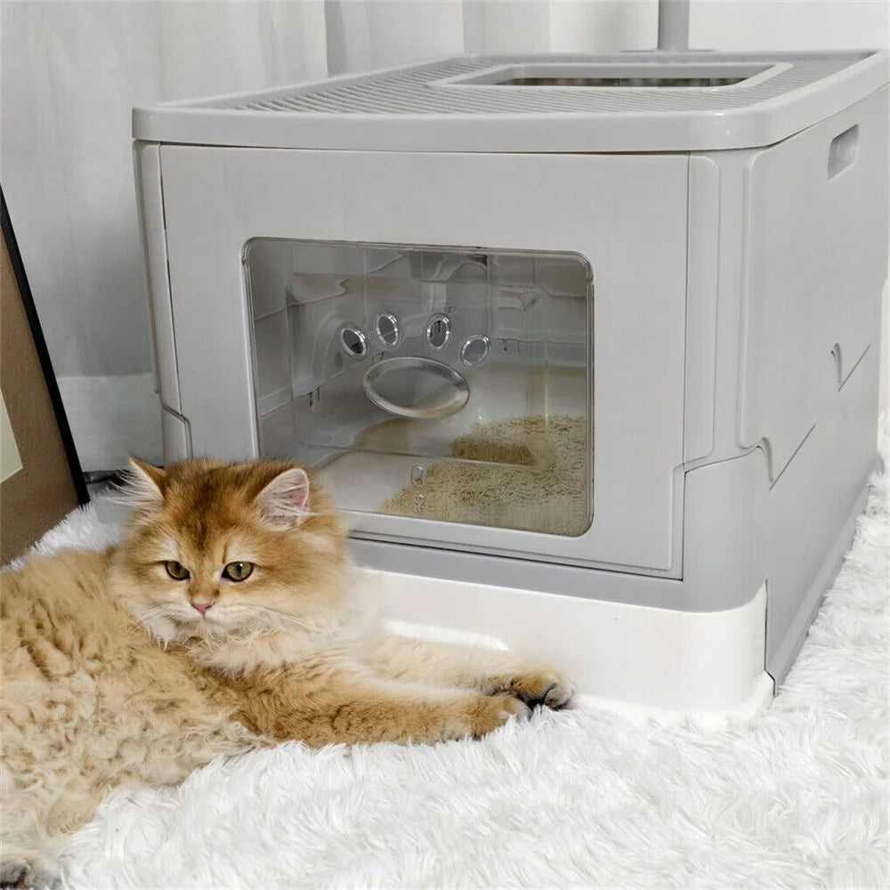 Cat Litter Box Enclosed Splashproof Tray for Kittens and Cats