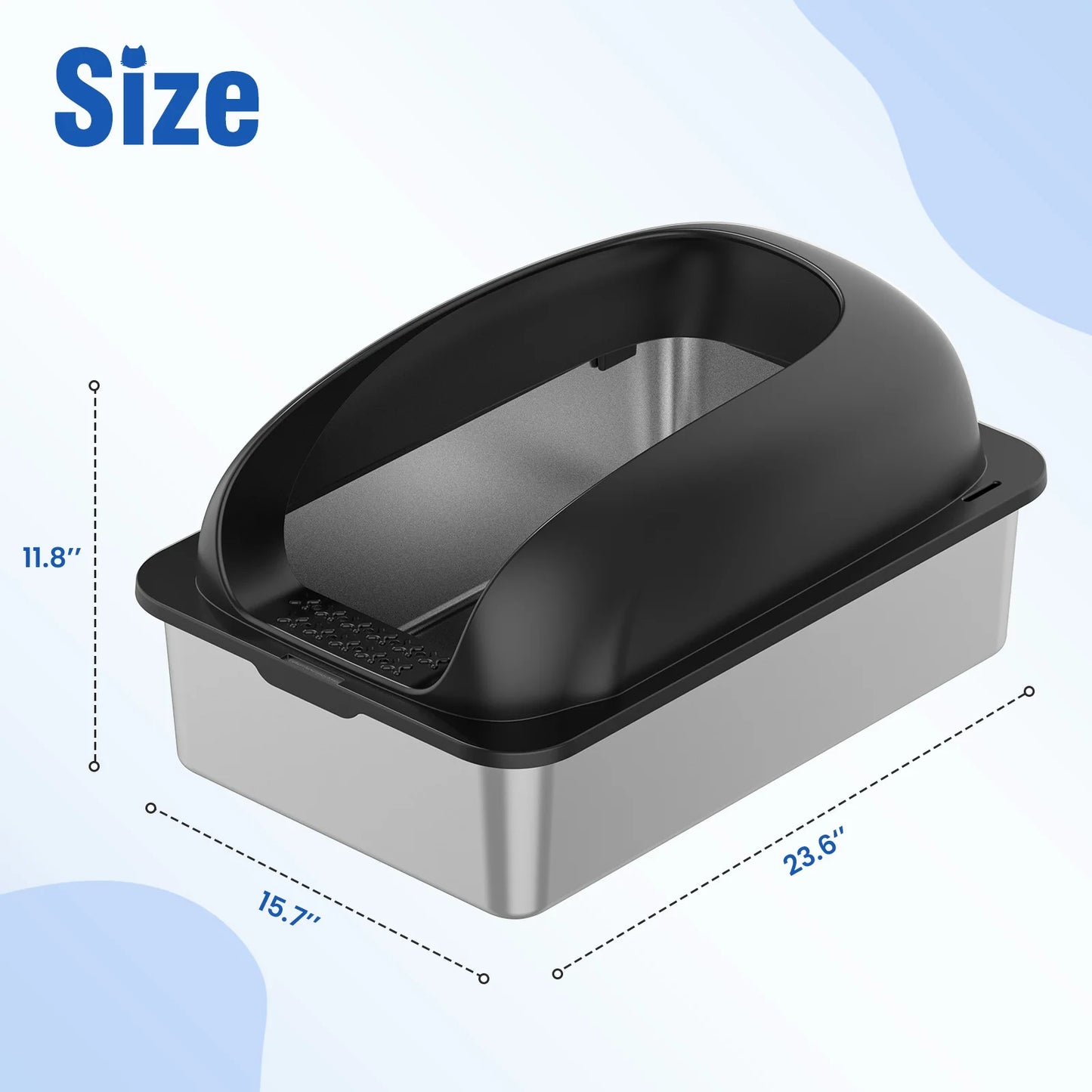 Stainless Steel Cat Litter Box With Lid For Large Cats Scoop And Mat Included