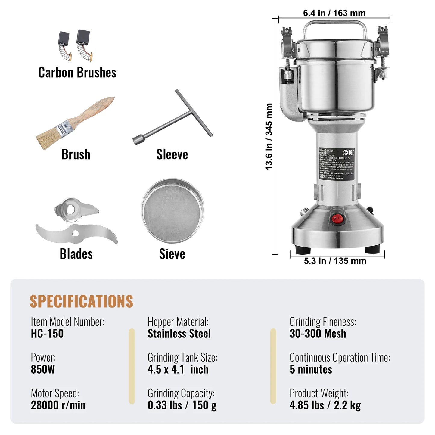 SucceBuy Electric Grain Mill Grinder For Dry Herbs And Spices