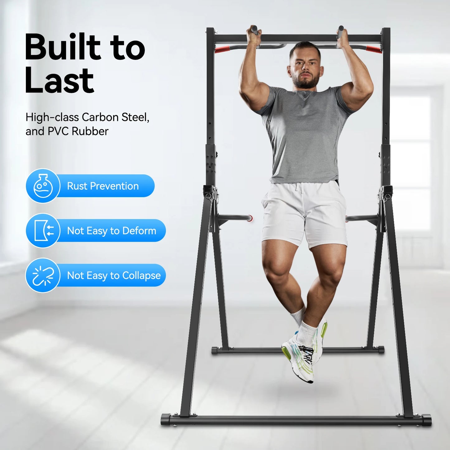 Adjustable Pull Up Bar 200kg Load Foldable Home Gym Station