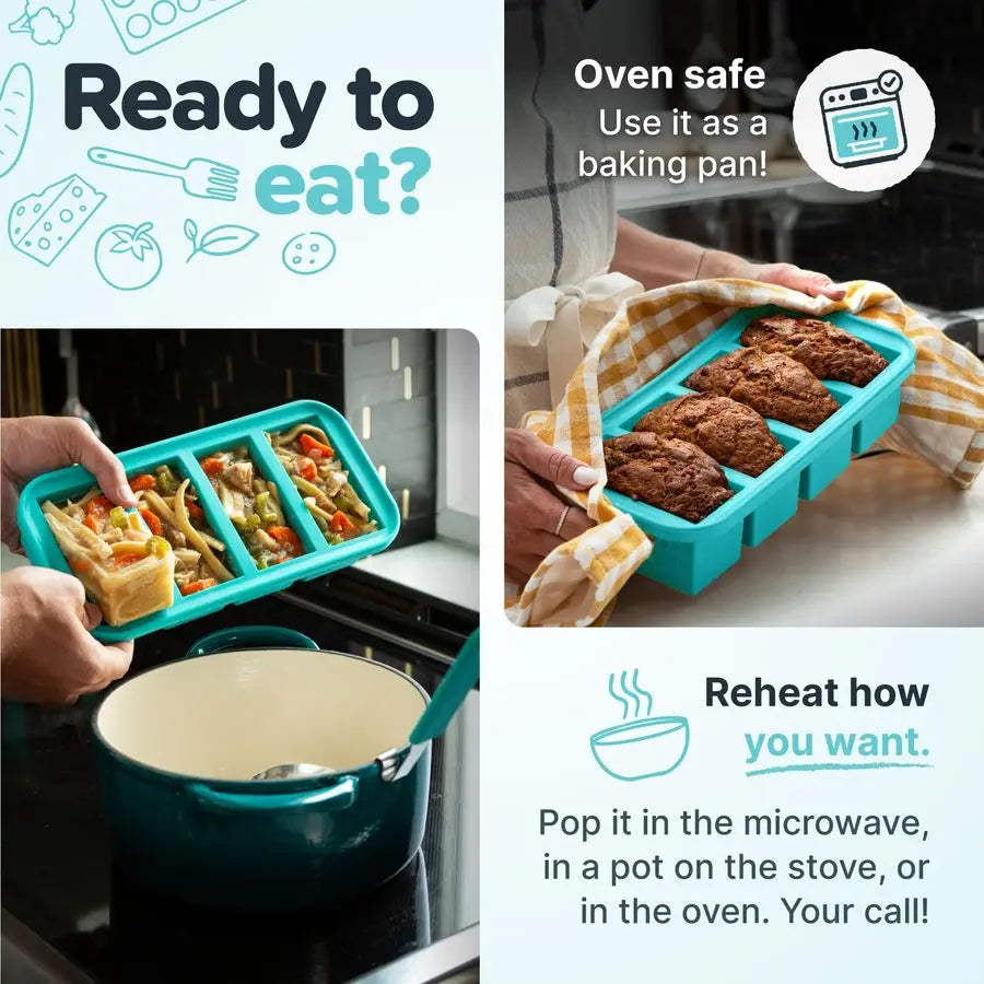 Silicone Freezer Molds With Lids For Freezing Soups And Leftovers