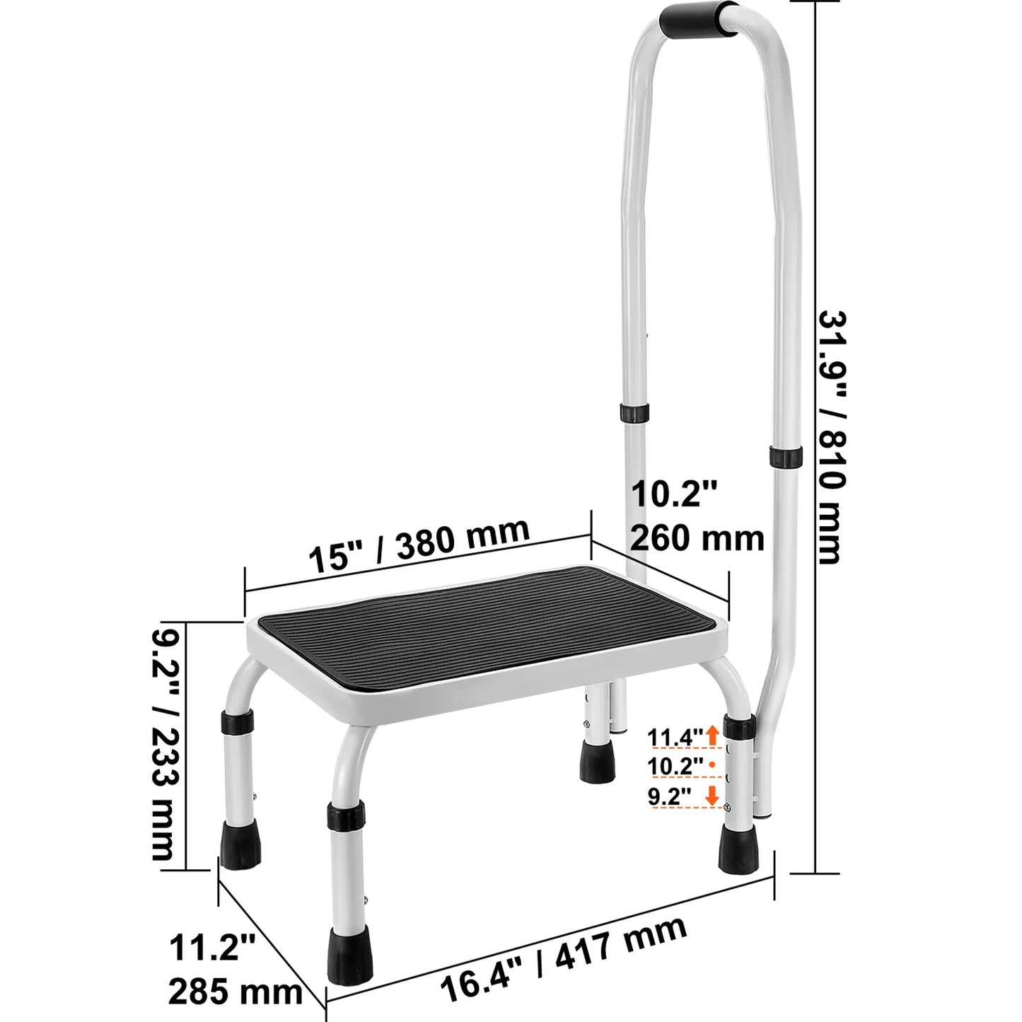 VEVOR One Step Stool 330lbs Capacity Adjustable Non Slip