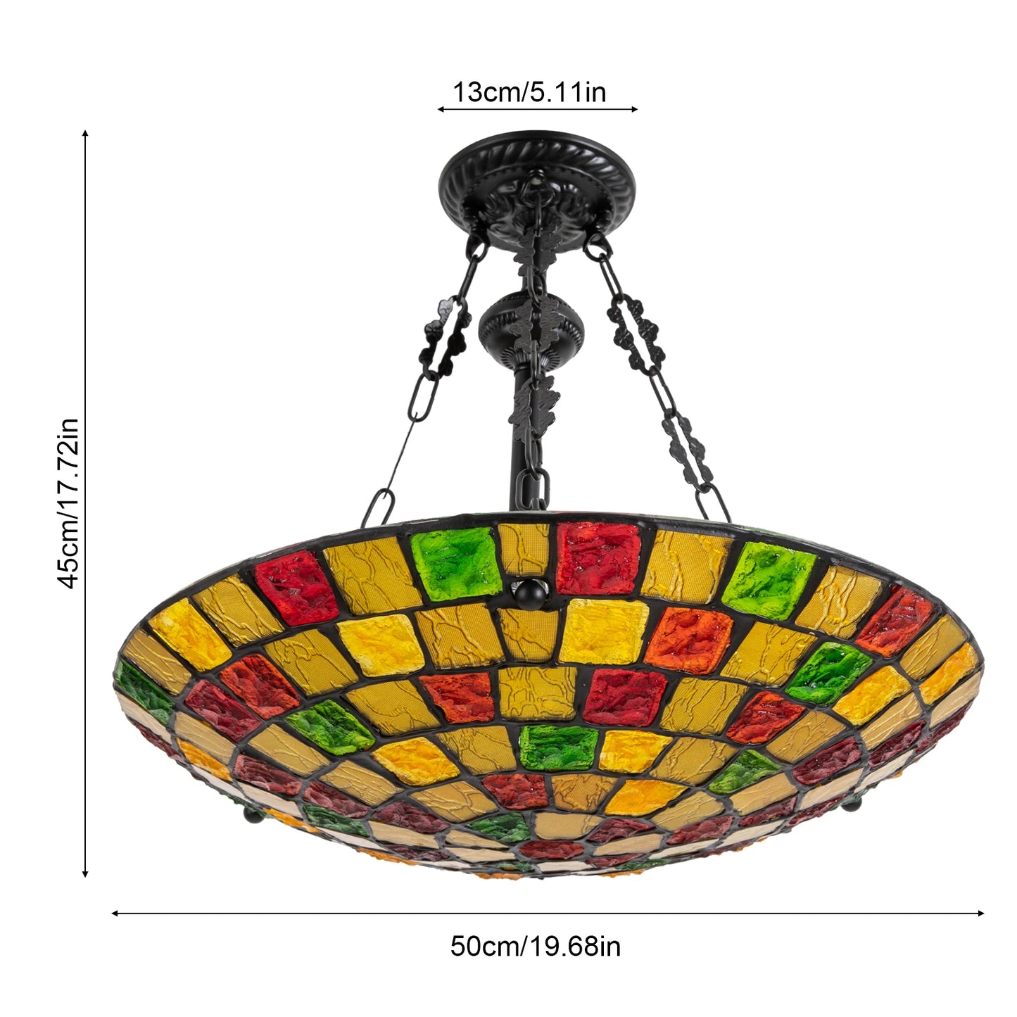 Tiffany Style Stained Glass Pendant Light 5-Light Fixture