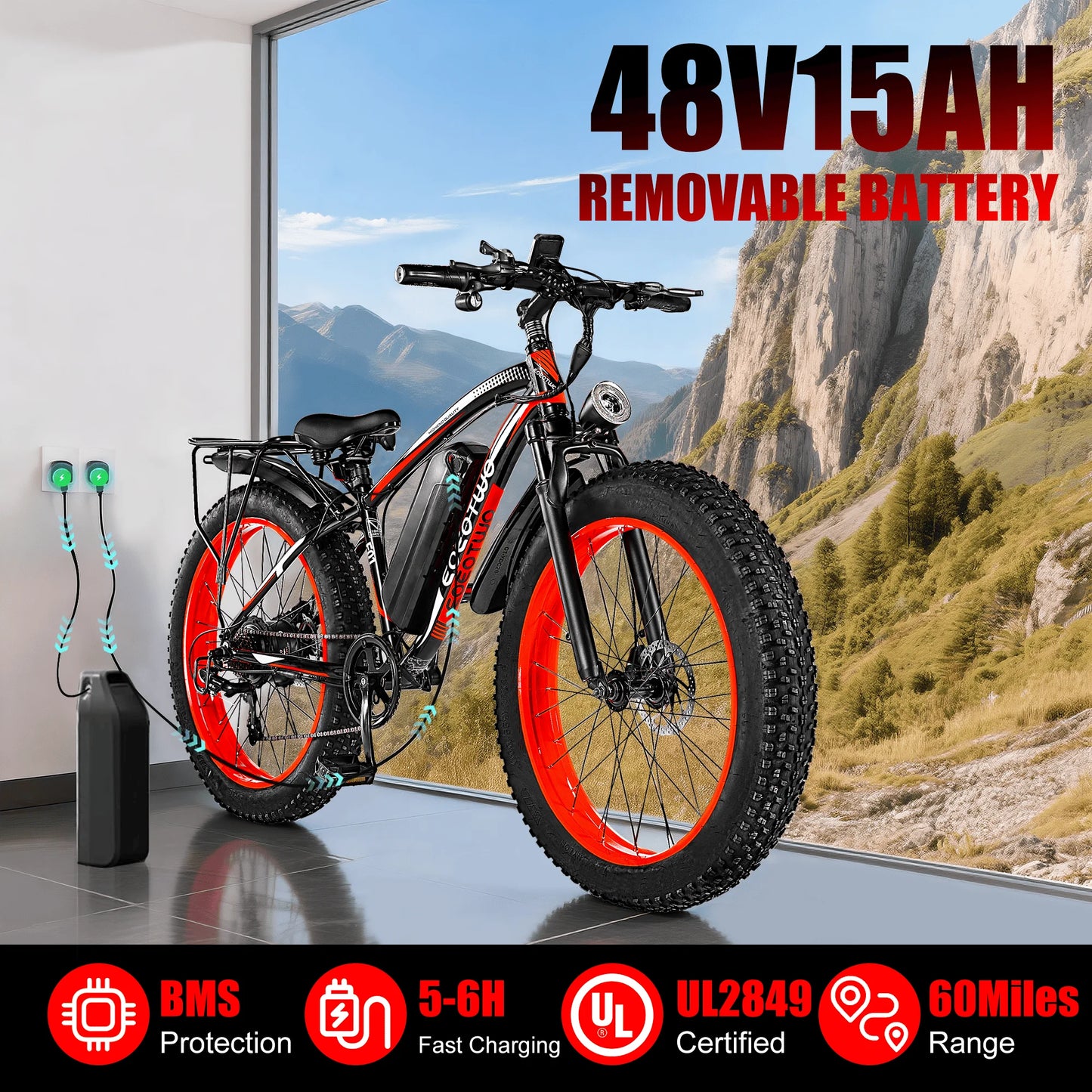 EOEOTWO E01 Fat Tire Electric Bike For Adults All Terrain