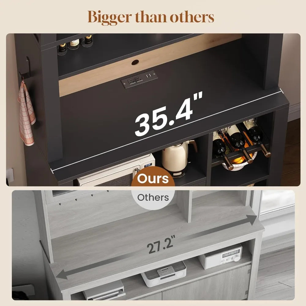 Arched Bakers Rack With Power Outlet And LED Light
