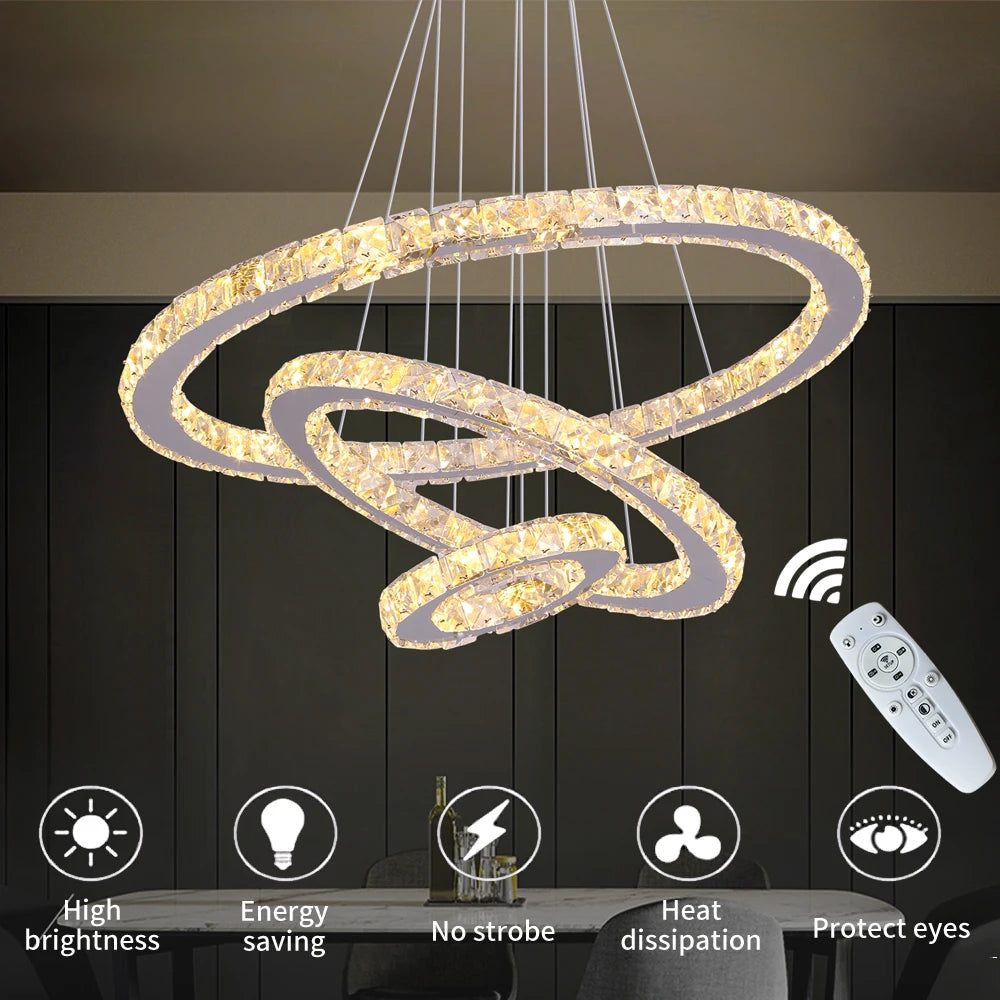 VETRULUS Modern K9 Crystal Pendant Light Led Chandelier