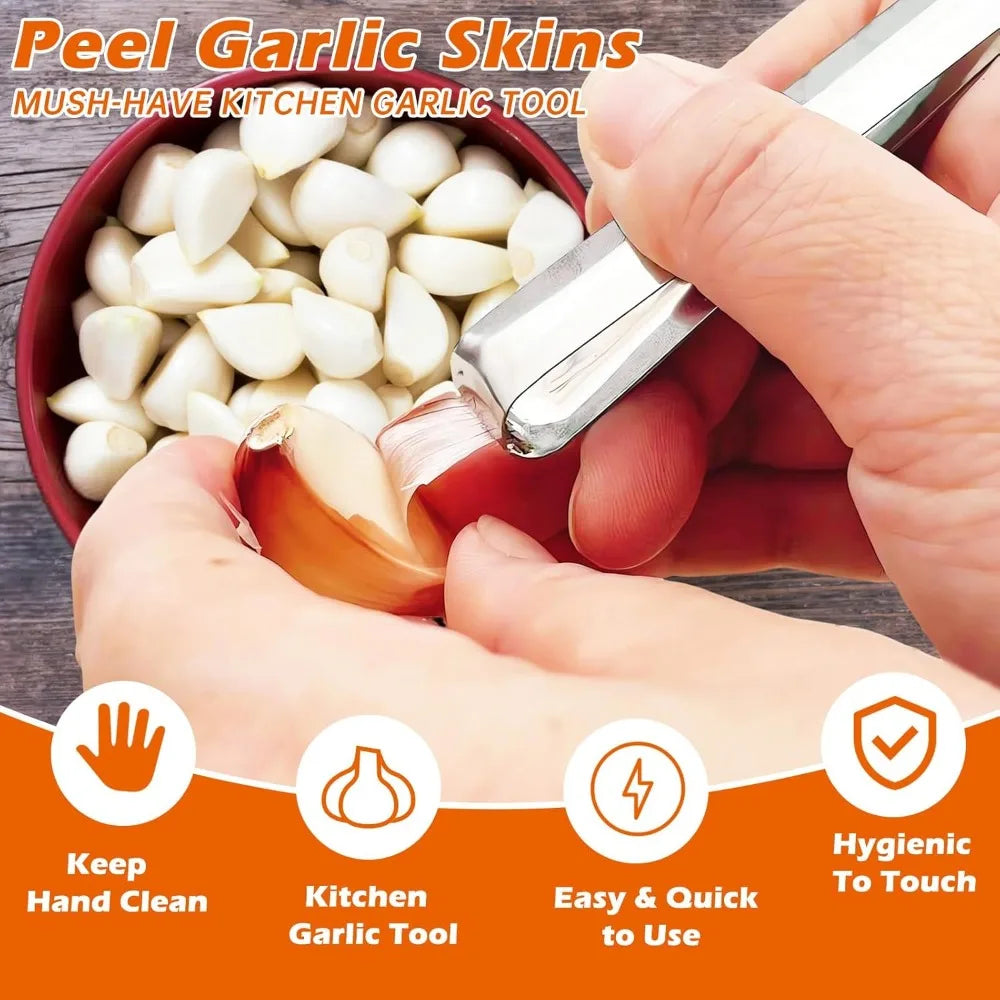 Stainless Steel Garlic Peelers 3 Pack For Easy Skin Removal