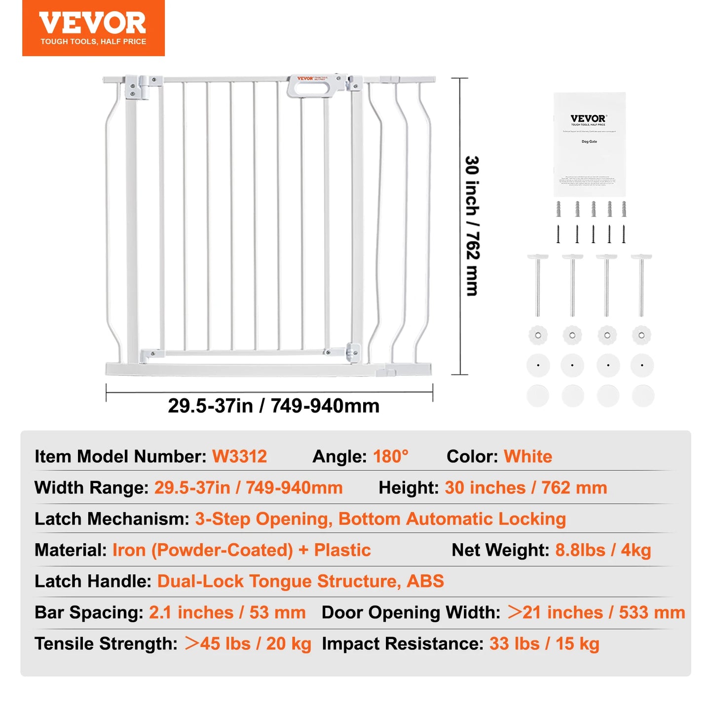 SucceBuy Baby Gate Pressure Mount Walk Through For Home Doorways