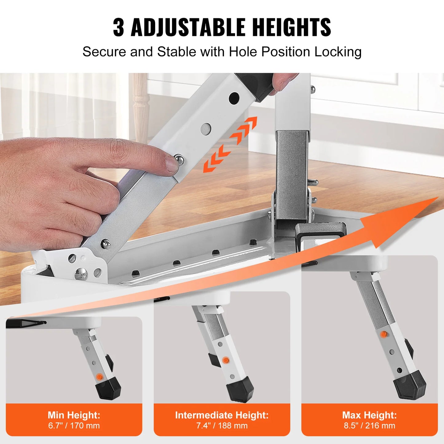 VEVOR One Step Stool 330lbs Capacity Adjustable Non Slip