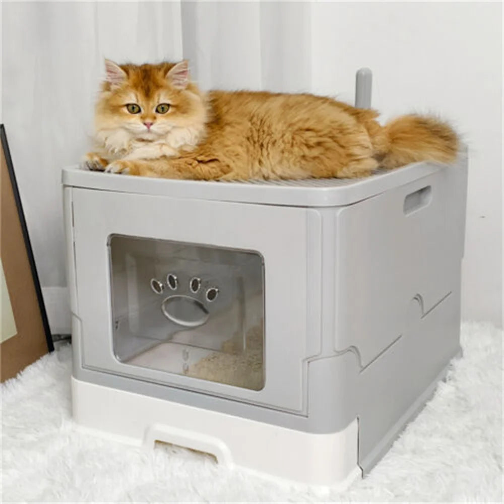 Cat Litter Box Enclosed Splashproof Tray for Kittens and Cats