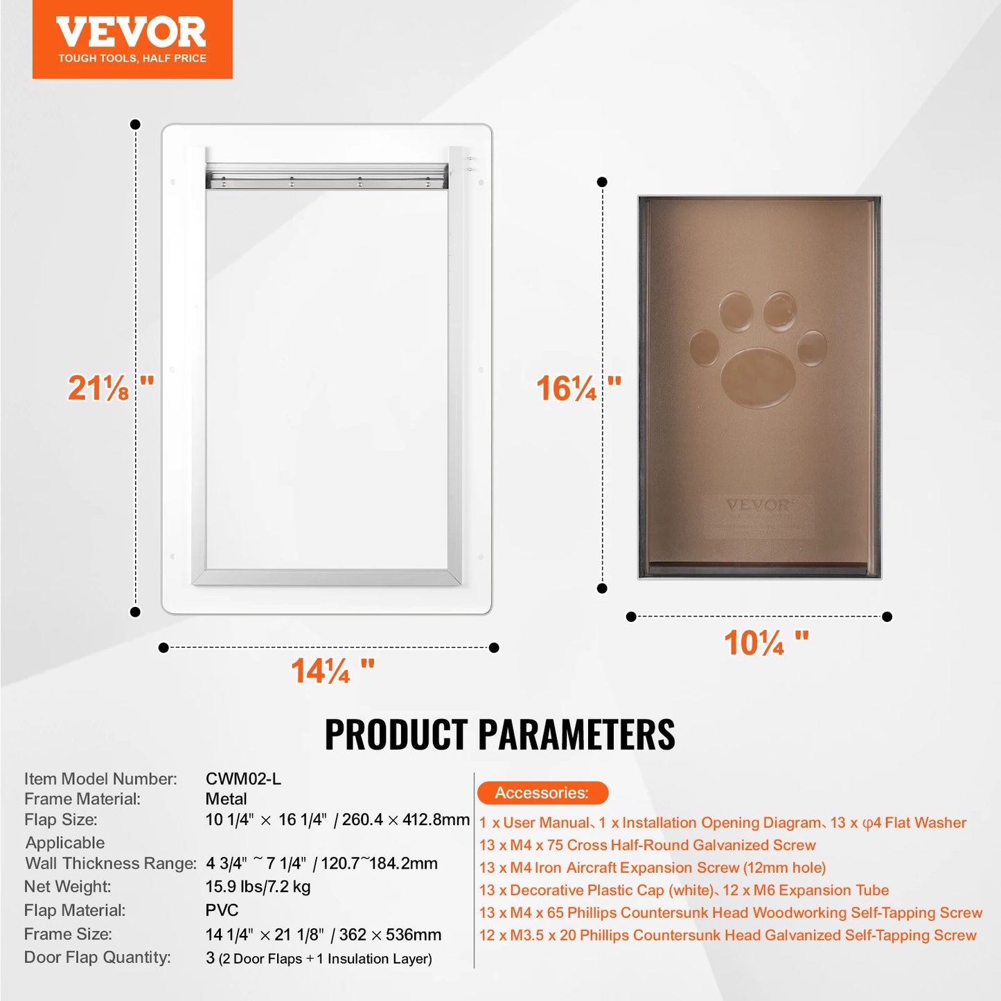 Pet Door Metal Frame With Lock And Three Flap System