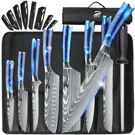 MDHAND 8-Piece Kitchen Knife Set Stainless Steel With Nylon Bag