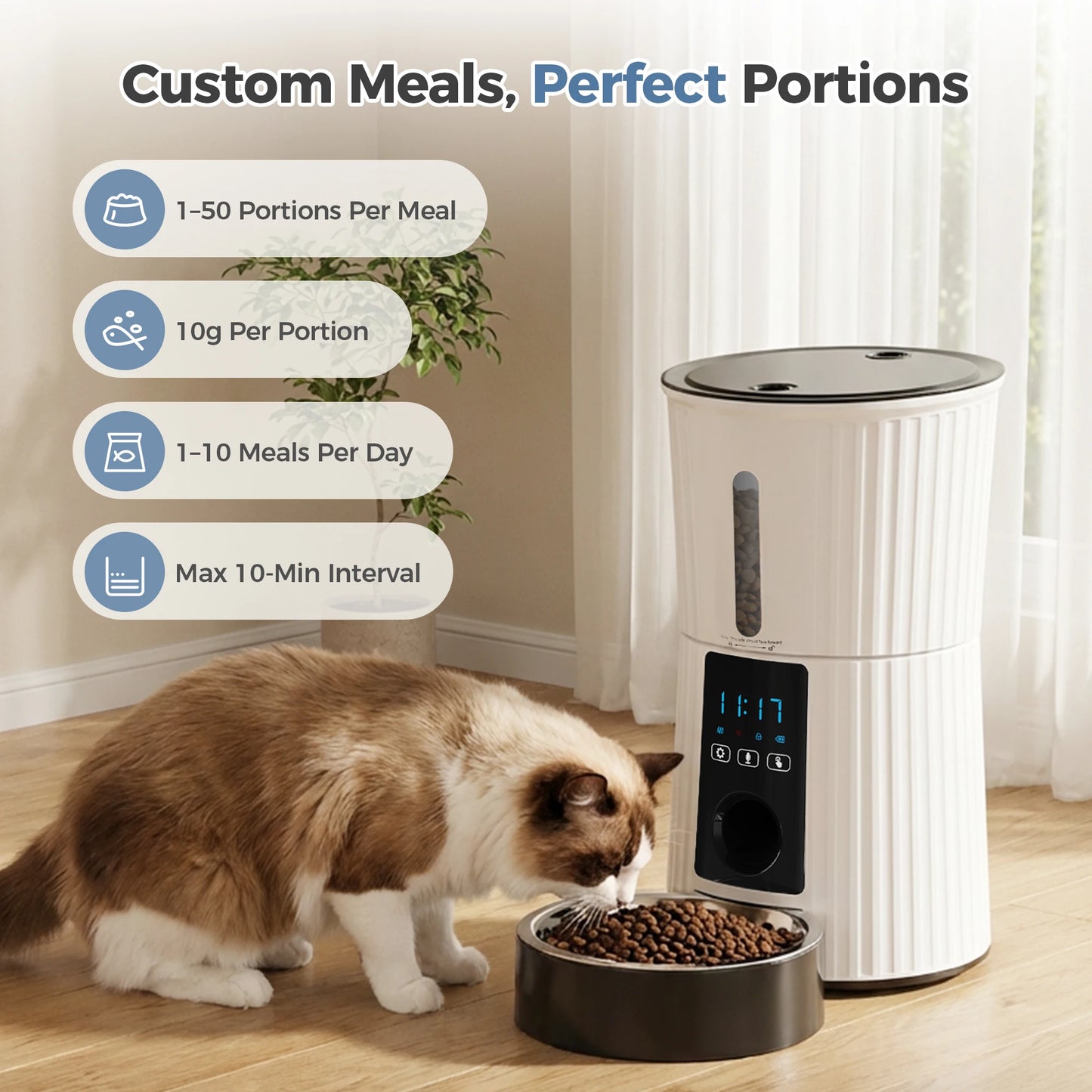 JHK Automatic Cat Feeder With WiFi Timed App Control