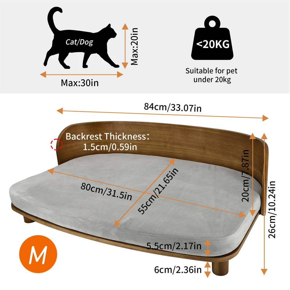 BORWART CN Wooden Elevated Pet Sofa For Dogs With Cushion