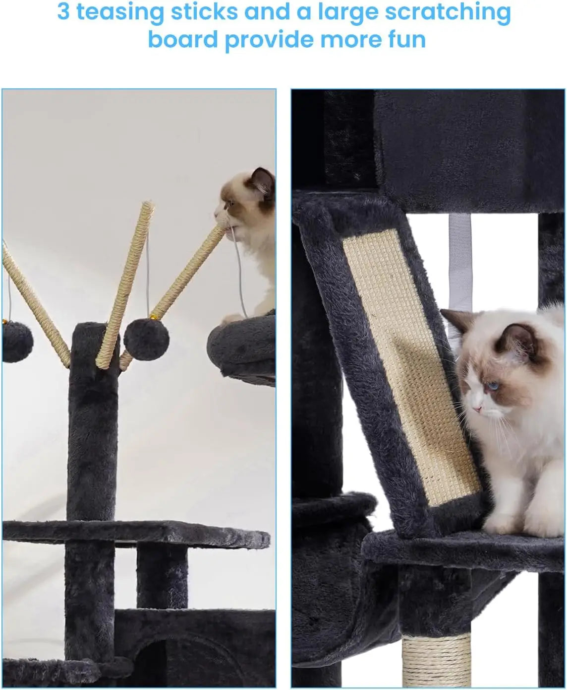 Cat Tower With Padded Bed Cozy Condo Hammocks Scratching Posts