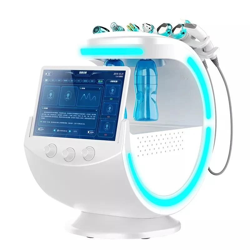 New 7 In 1 Smart Ice Blue Hydra oxyge Dermabrasion Facial Mahcine Skin Cleaning Skin Analyzer Dermabrasion Facial Aquafacial