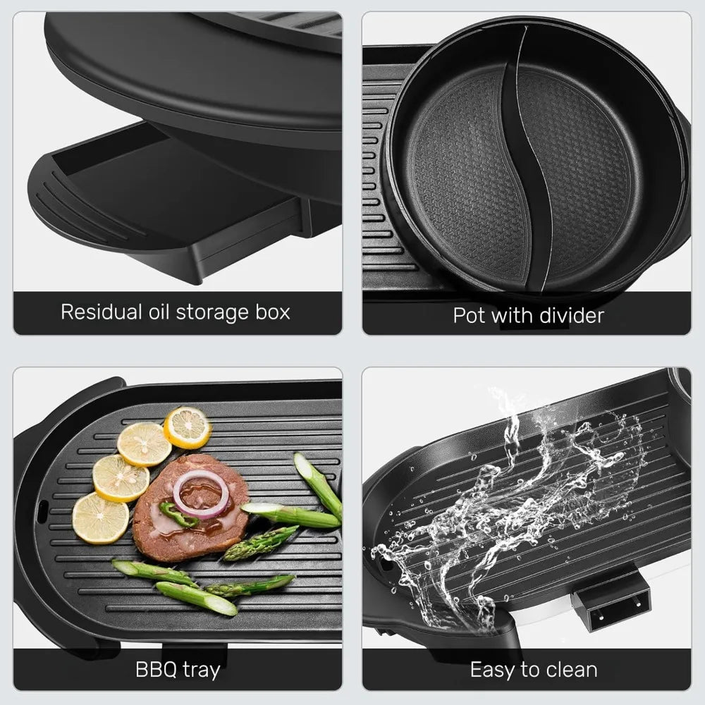 Hot Pot With Grill Electric Indoor Shabu Shabu Combo